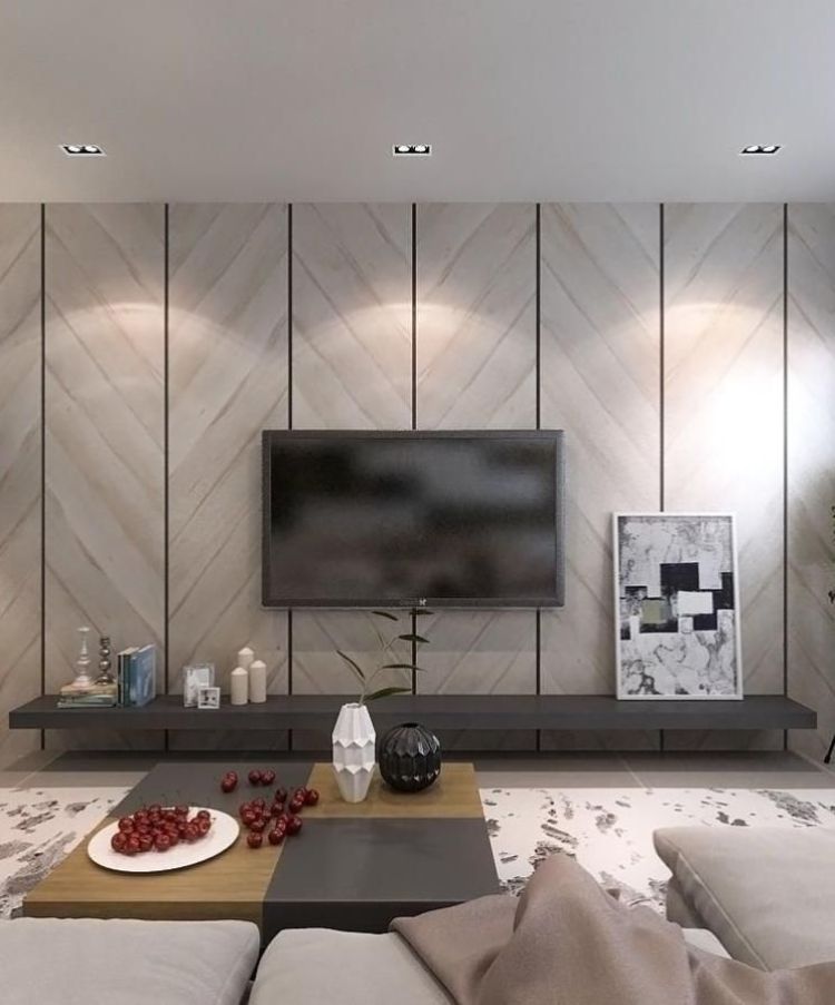 Backdrop TV Minimalis Mewah Menempel Pada Dinding HPL