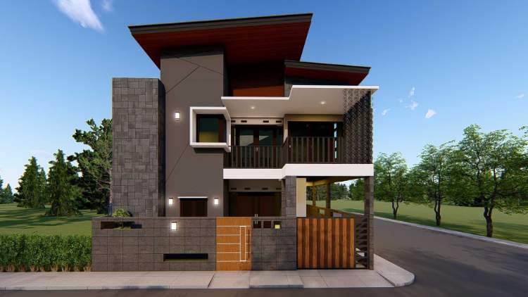 Rumah Minimalis Modern 2 Lantai dengan Garasi Kecil