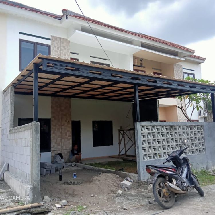 Kanopi Coklat List Hitam